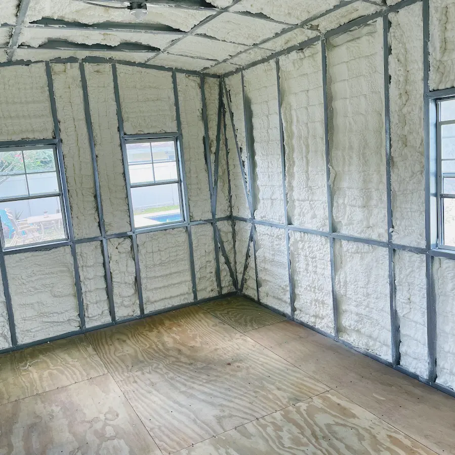 Closed-cell spray foam insulation applied to wall cavities in a residential project in Ramapo